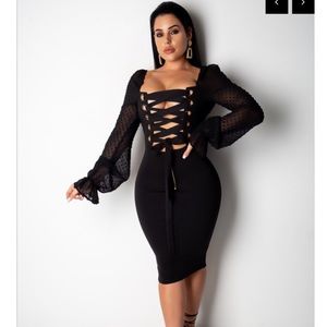 Sexy black midi dress